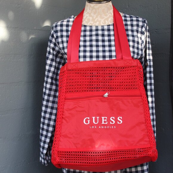 Guess women's mesh tote red bag purse - Picture 1 of 5
